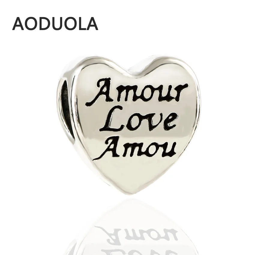 10 шт. в партии посеребренные бусины форме сердца с сердечком бусина буква DIY