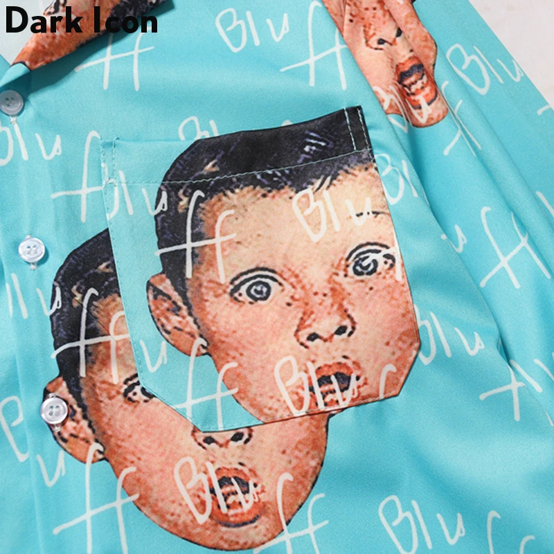 Dark Icon Funny Boy Full Printing Men’s Shirts Turn-Down Collar Autumn Hawaiian Long Sleeve Streetwear Clothing | Мужская одежда