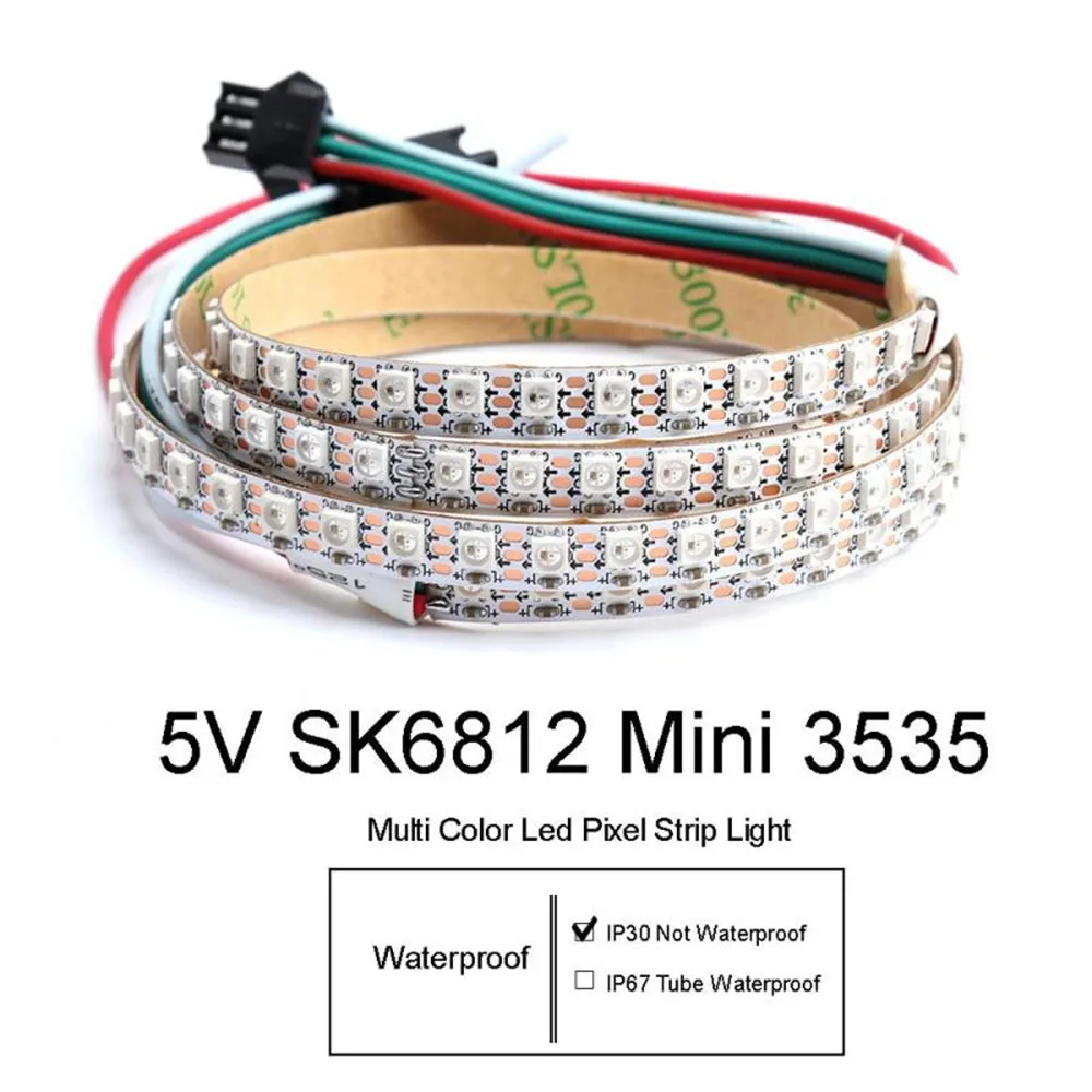 1 м/2 м SK6812 WS2812B 60/144 пикселей 4 мм/7 мм PCB Адресуемая SMD3535 мини RGB гибкая светодиодная