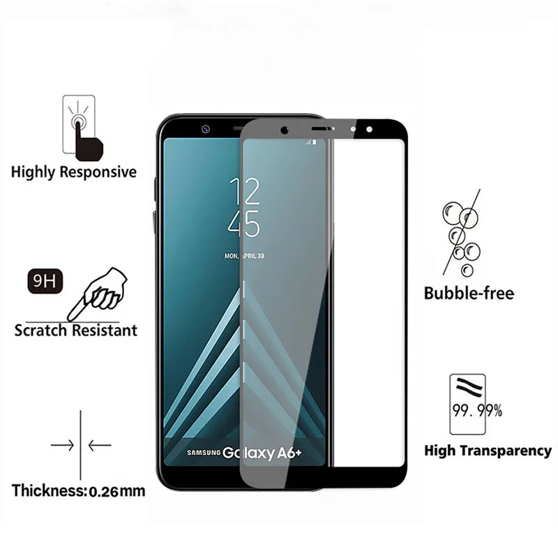 Закаленное защитное Стекло для samsung Galaxy A6 плюс 2018 с уровнем твердости 9 H es Экран