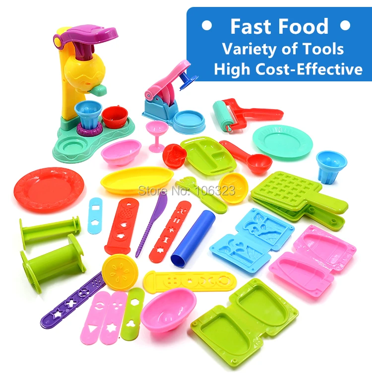 38 инструментов 10 цветов Playdough игрушки, центр быстрого питания цветная глиняная игра, развивают детское воображение творческие способности, идеальное образование