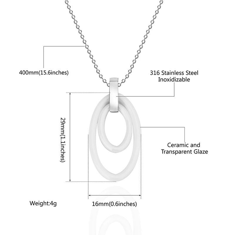 Белая подвеска с двойным керамическим кольцом большие маленькие круглые