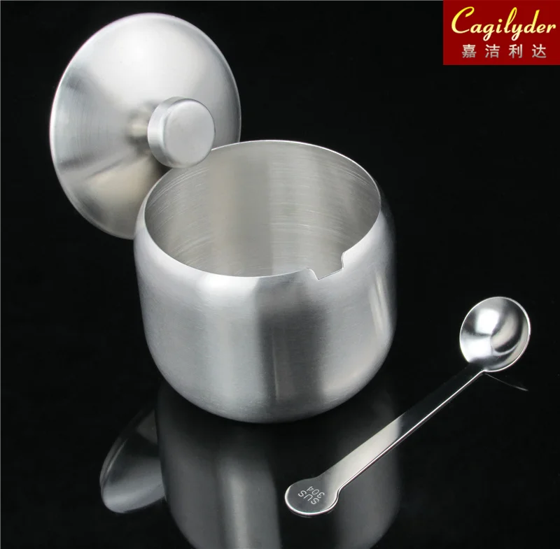 SUS304 нержавеющая сталь 18/8 приправа банка соль горшок cruet сахарная чашка Ложка