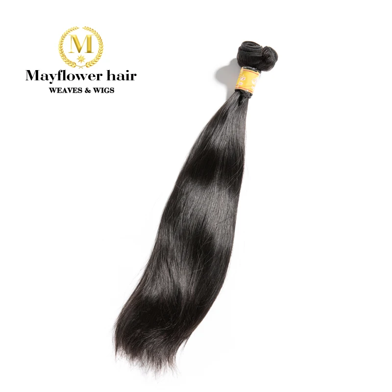 Mayflower Фунми прямые волосы 1/2/3/4 Связки двойные вытянутые волосы Remy(с чешуйками в одном направлении), без коротких волос натуральный черный "-20"