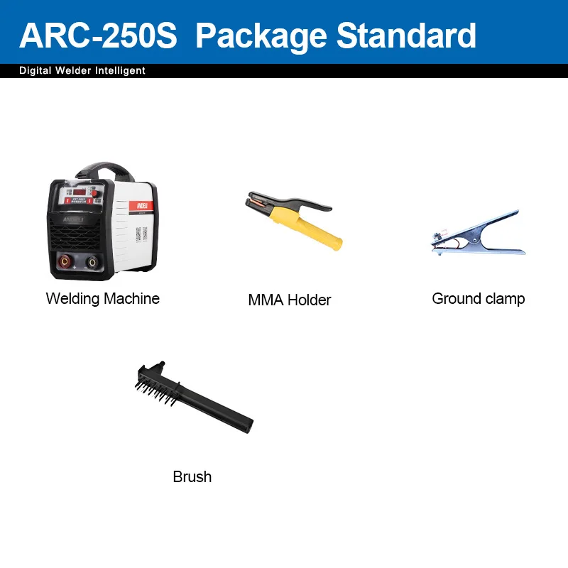 package standard Andeli Smart Draagbare Eenfase Arc-250s Spot Lassen Booglassen сварочный аппарат Dubbele низковольтный инвертор дуги mma Lasmachine - Цвет: package standard