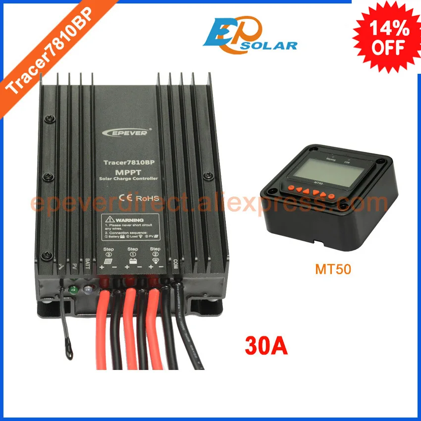 30A mppt Tracer7810BP 12 В 24 В автоматическая работа продукт серии EPEVER EPsolar 30amp черный MT50 дистанционный метр не для литиевой батареи