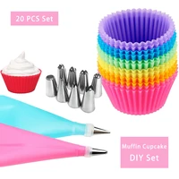 cake mold set silicone pastry bag tips kitchen diy 6 icing piping nozzle cream reusable pastry bags cake decor bakeware tools