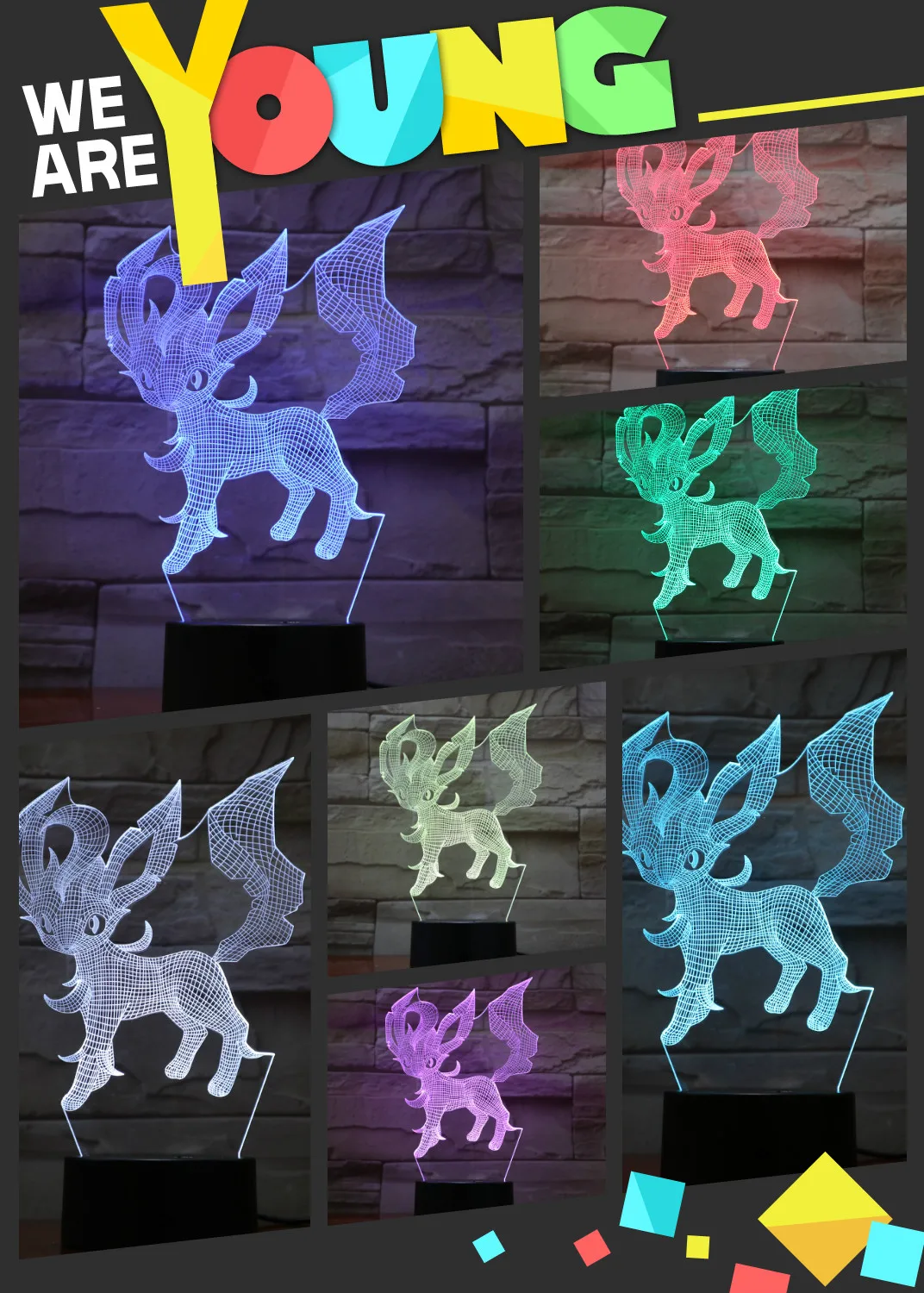 Pokemon Go Leafeon рисунок детский ночник светодиодный сенсорный Сенсор Цвет изменение декоративный свет Подарочная Настольная лампа для Спальня Leafeon