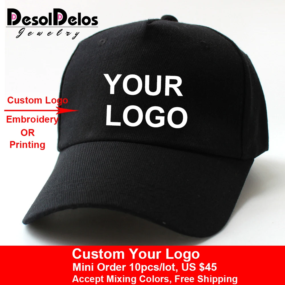 10pcs/lot High Quality DIY Your Own Cap Custom Logo Caps Women Men Snapback Blank Customized Hats Dad Printed 2022 New