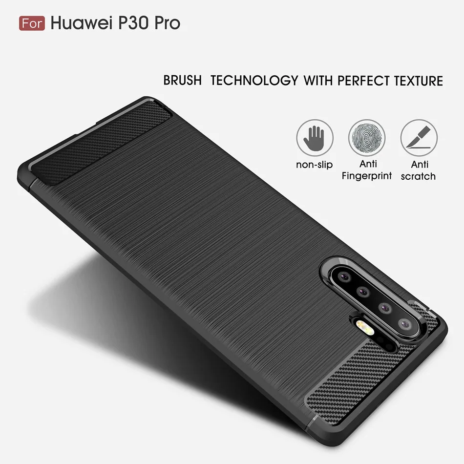 Мягкий чехол Kolpler для huawei P30 Pro из углеродного волокна с текстурой мягкий