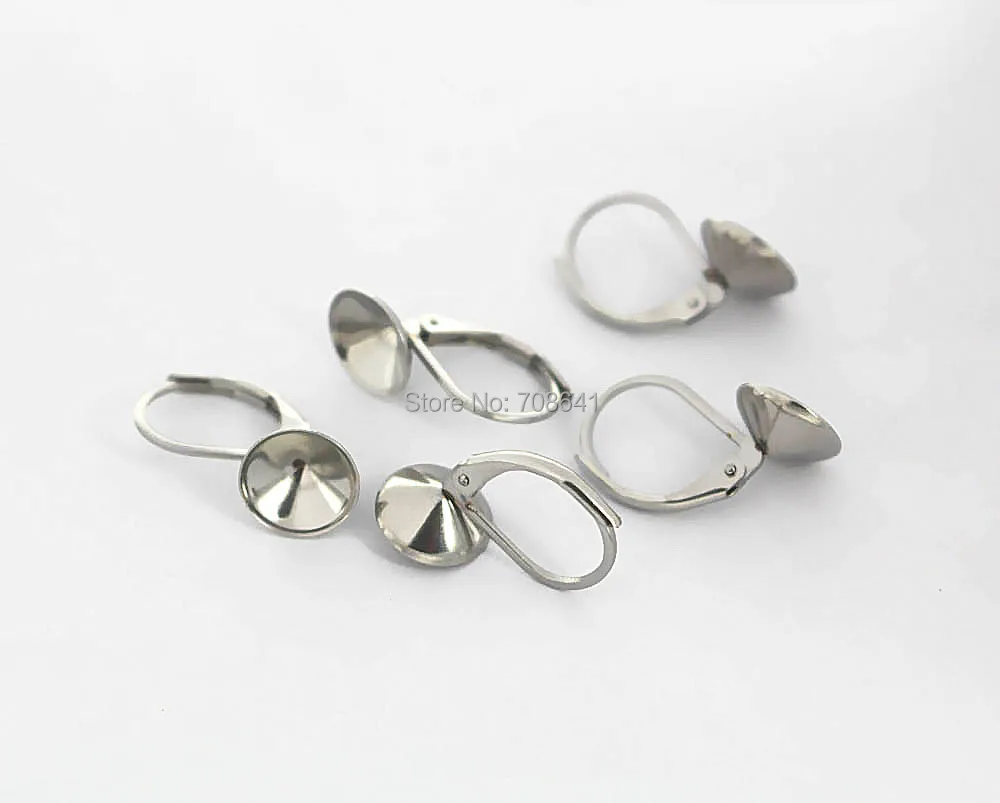 Клипсы из нержавеющей стали набор серег крючков 8 мм круглая рамка камень Rivoli