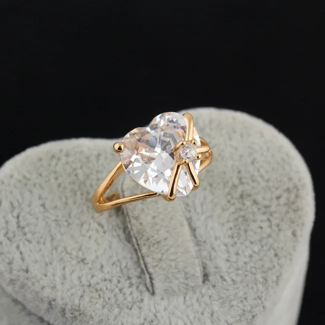 Ювелирные украшения 18K золото прозрачный кубический цирконий большое кольцо в