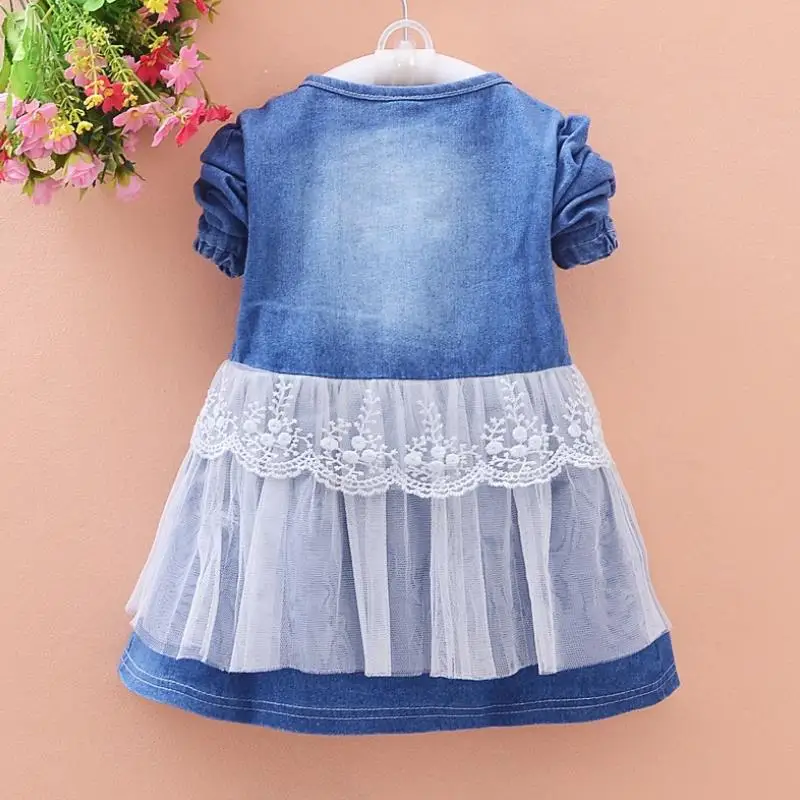 2019 Girls Fashion Spring And Autumn Jean Jackets Kids Lace Coat Long Sleeve Button Denim For 1-4y New | Детская одежда и обувь