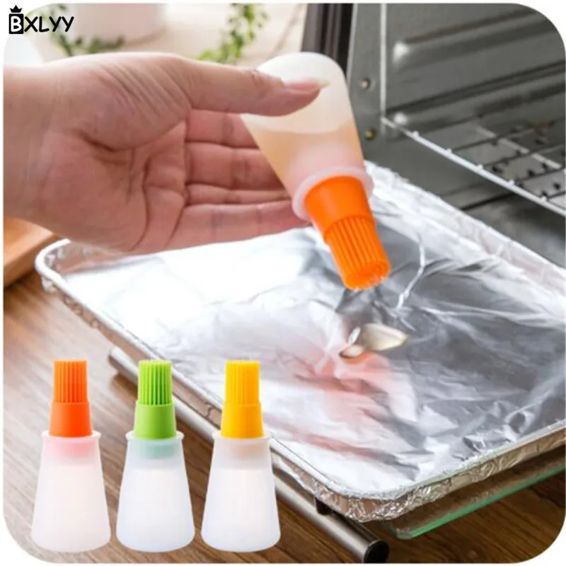BXLYY 1 шт., силиконовая бутылка для масла с кистью, масло для барбекю, Диспенсер, бутылка для барбекю, инструмент для приготовления пирог, кухонные принадлежности, Год. 7