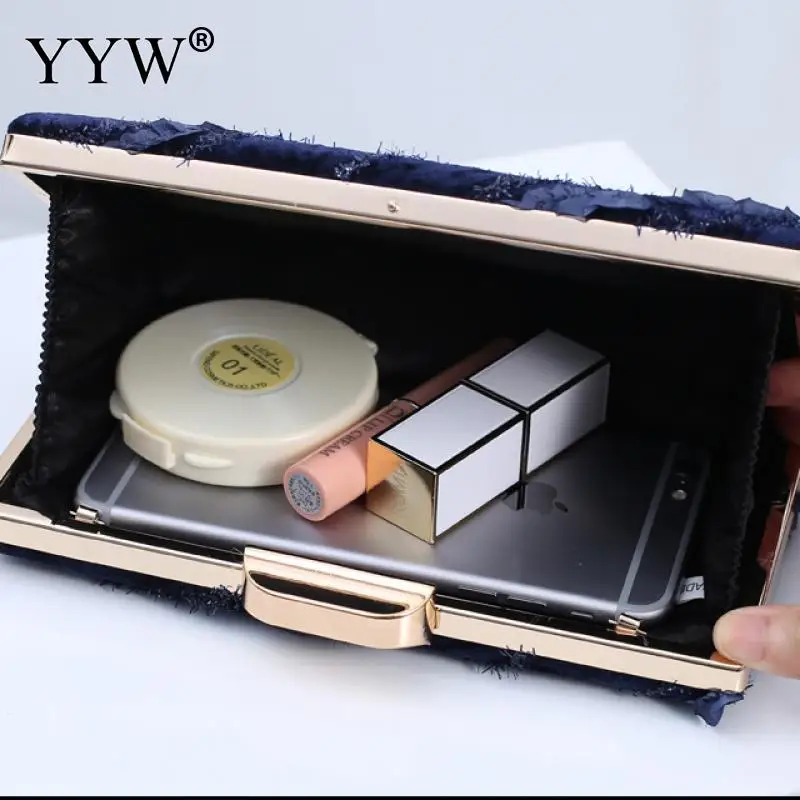 YYW синяя велюровая женская сумка Свадебный клатч 2019 винтажная Сумка для вечерние