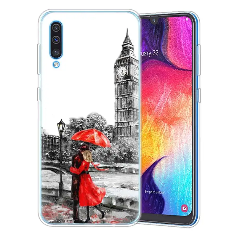 Модные лондонского городского Эйфелева чехол для samsung A50 A70 A60 A40 A30 A20 A20e A10 M30 M20 M10 A7 A9 силиконовый чехол для телефона из ТПУ с принтом "