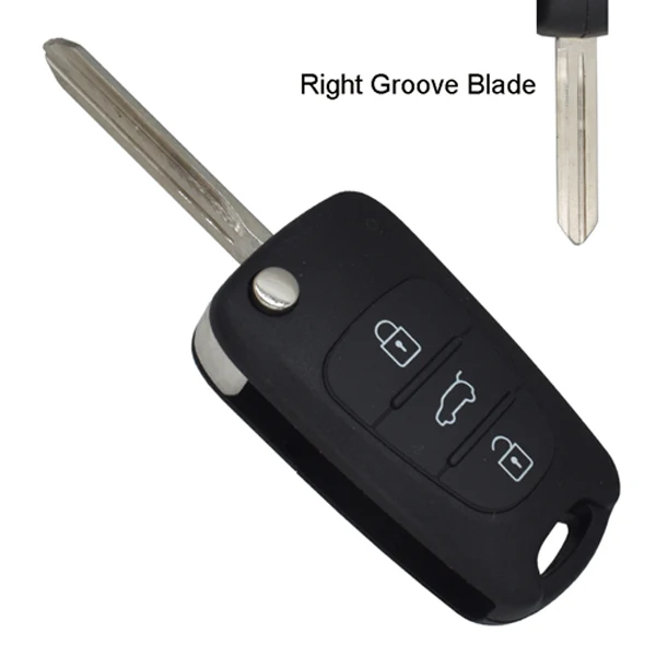 Right groove blade Для HYUNDAI I30 IX35 Avante для Kia K2 K5 Sportage Picanto Rio Cerato Ceed Soul откидная оболочка ключа дистанционного управления 3 кнопки с логотипом - Количество кнопок: Right groove blade