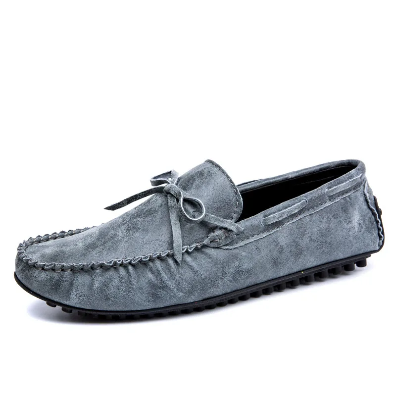 Wandai-9905-Grey Мокасины; мужские лоферы; повседневная обувь из замши; дышащая обувь без застежки; мягкие мужские мокасины для вождения автомобиля; весенняя обувь для отдыха на плоской подошве; Цвет Серый - Цвет: Wandai-9905-Grey