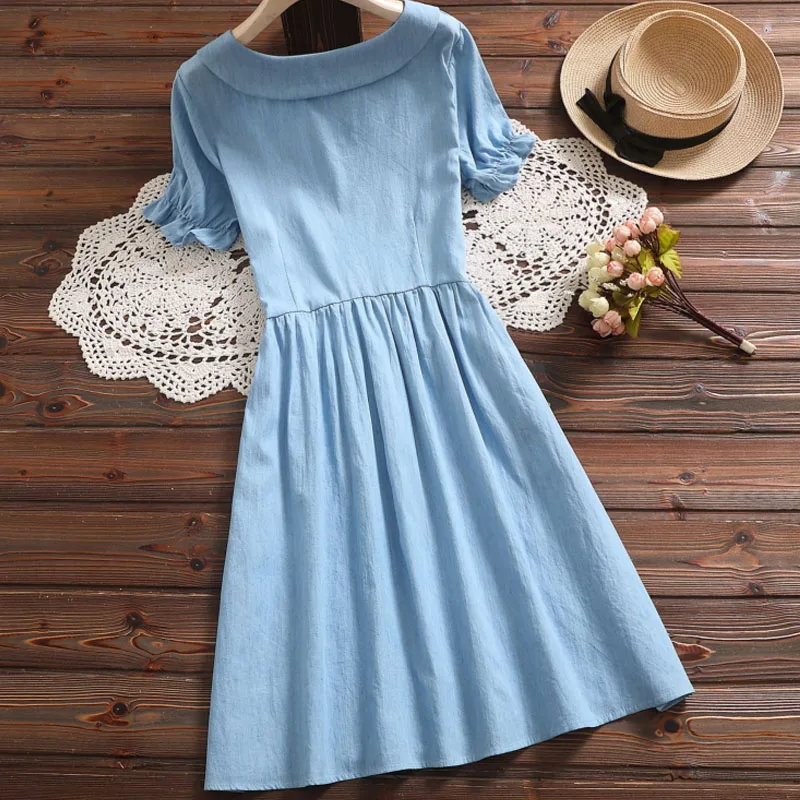 Модные летние платья 2019 платье рукавом коротким однотонное формы трапециевидной