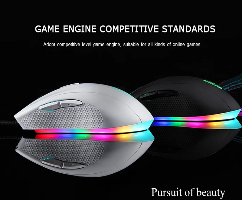 Motospeed V60 RGB Программирование макросов 5000 dpi игровая мышь USB компьютер 7 кнопок Wried оптическая мышь с подсветкой светодиодный