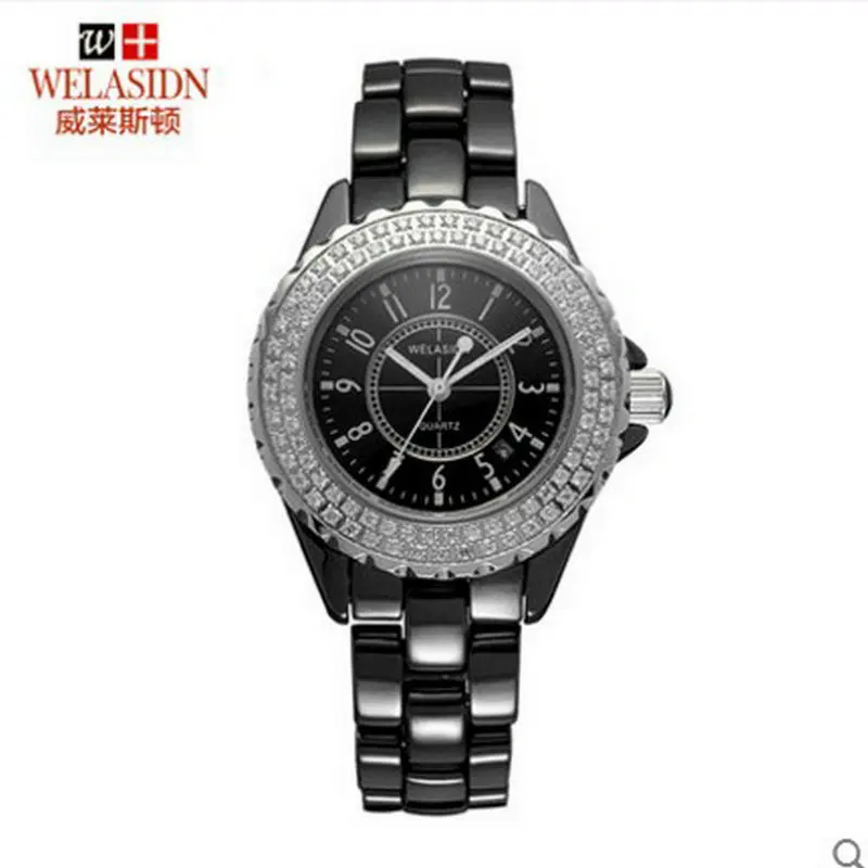 Низкая цена Керамической качество кварцевые женские часы женщина для Женщины