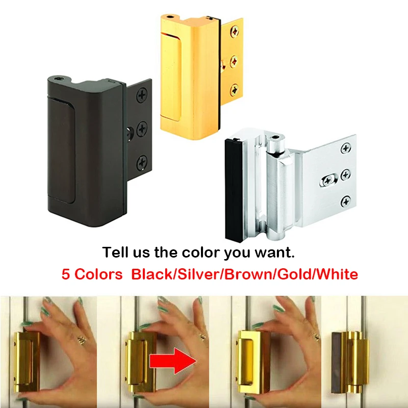 

Aluminium Alloy U Door Reinforcement Lock Security Door Lock Home Child Proof Door Stopper Withstand 800 lbs for Inwa