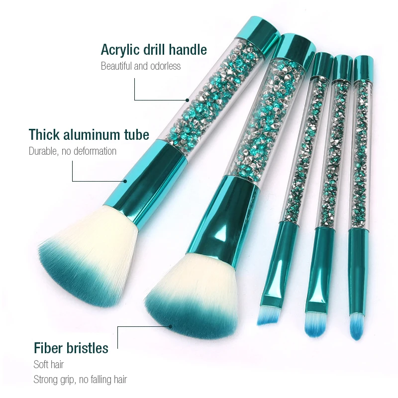 Новинка 5 кистей для макияжа со стразами акриловая прозрачная ручка Кристальный