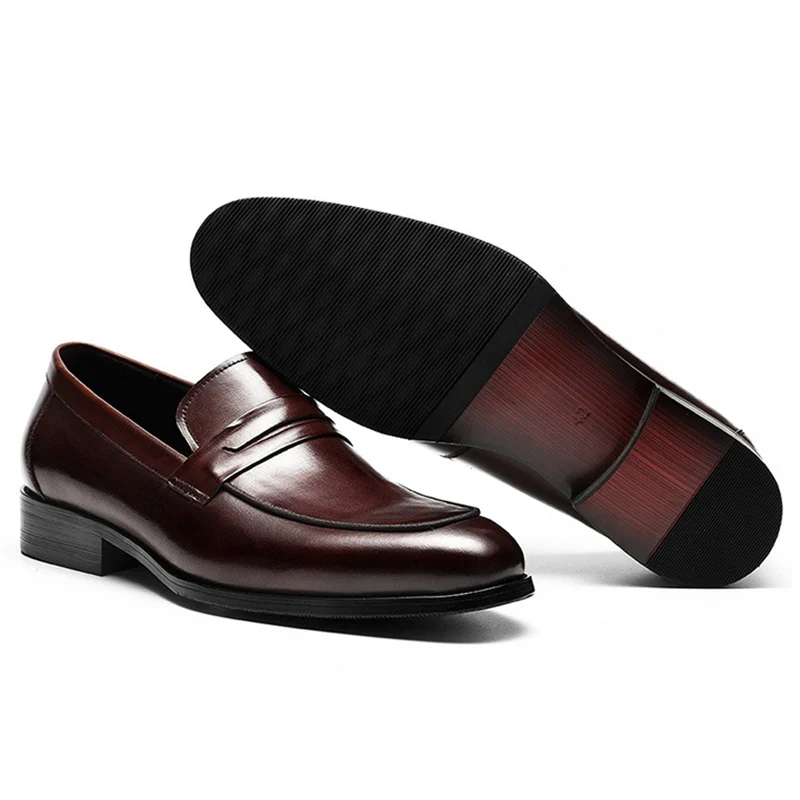 Лоферы мужские из натуральной кожи базовые дизайнерские без застежки круглый