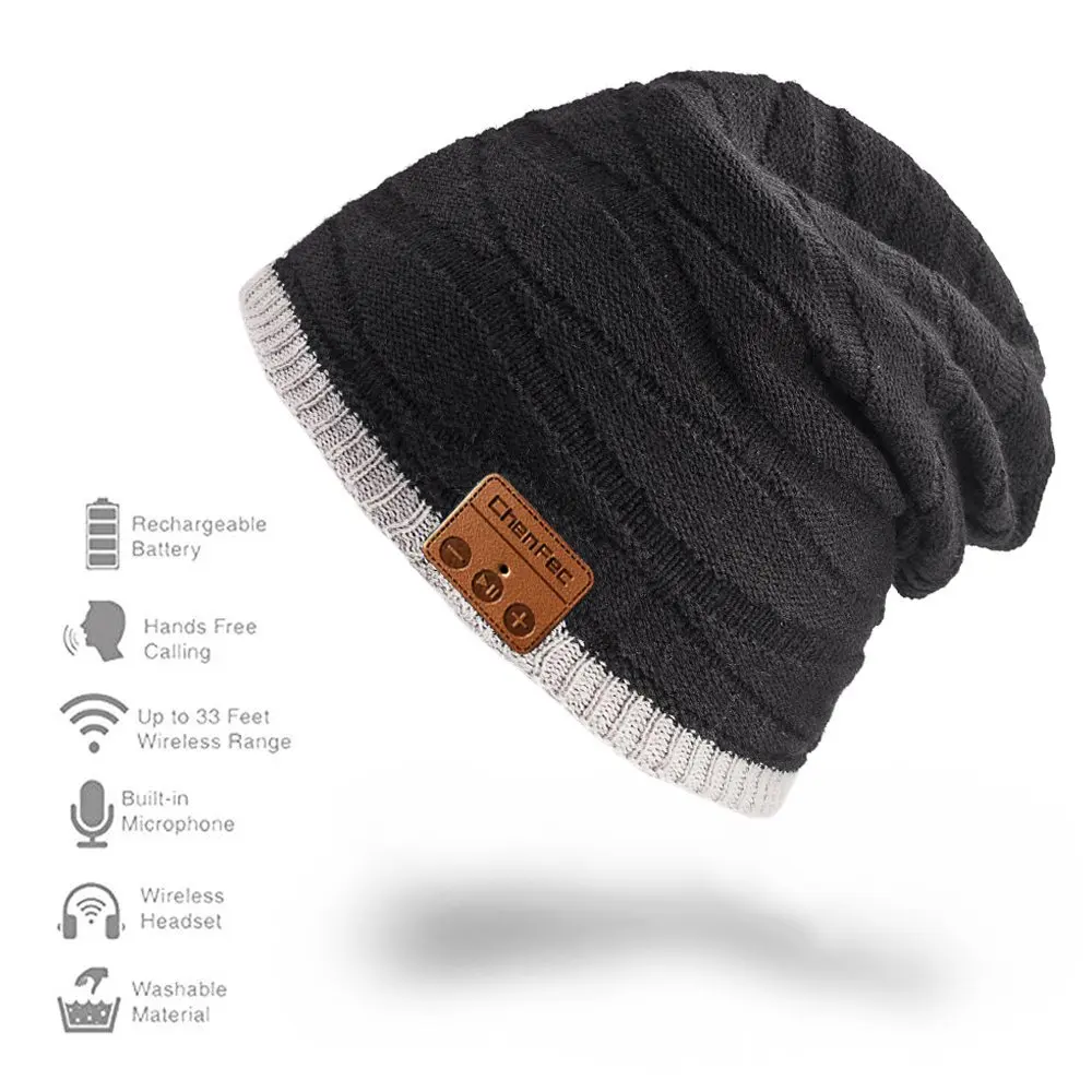 Беспроводные Bluetooth наушники музыкальные шапки смарт гарнитура теплые зимние с