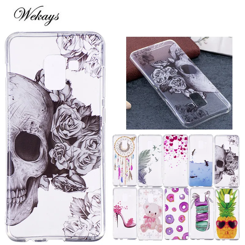 

Wekays Cartoon Luxury Cool Flower Skull Butterfly TPU Soft Fundas Case For Samsung Galaxy A5 2018 A530 SM-A530F Back Cover Case