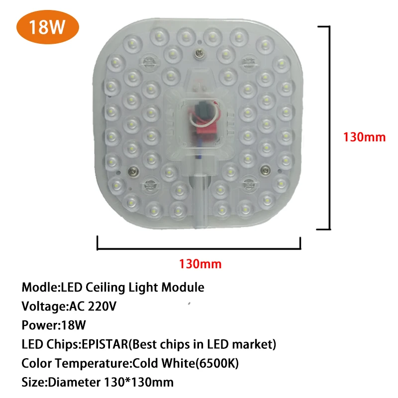 LED Module light 18W Квадратные потолочные светильники Светодиодный модуль AC220V 230V 12 Вт, 18 Вт, 24 Вт, светодиодный светильник заменить потолочный светильник ing источник удобно Установка - Цвет: LED Module light 18W