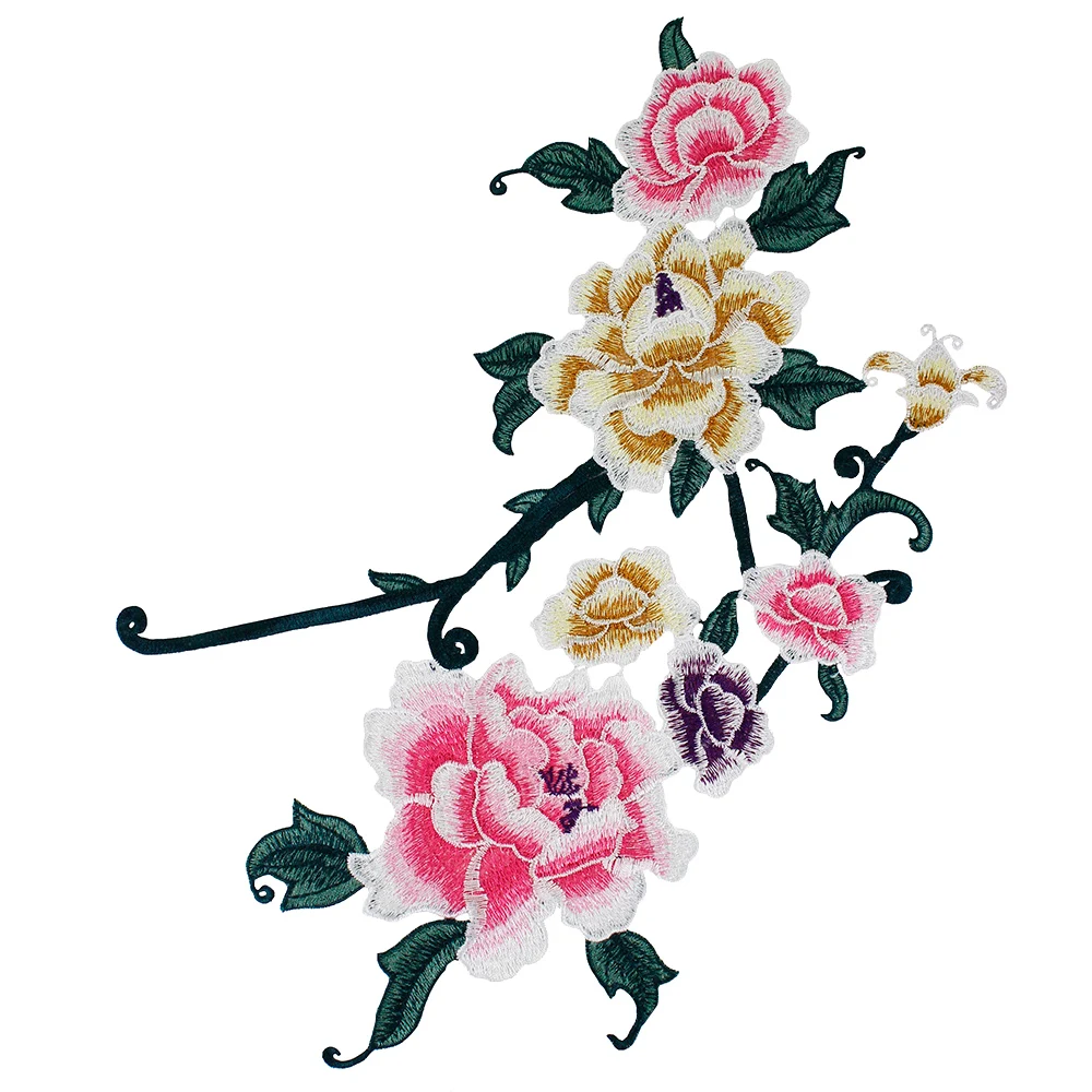 Длинные Цветочные вышитые аппликации Пришивные Аппликации кружевные