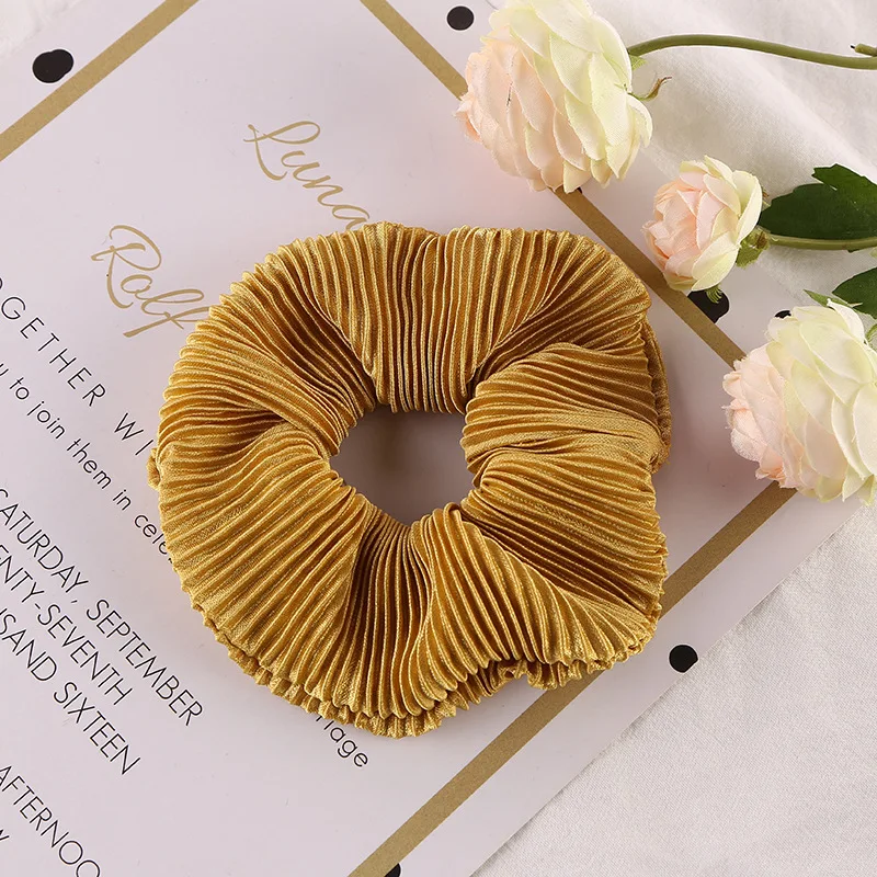 10 цветовых корейских модных женских эластичных резинок для волос с сборкой в виде петель для причесок девочек.