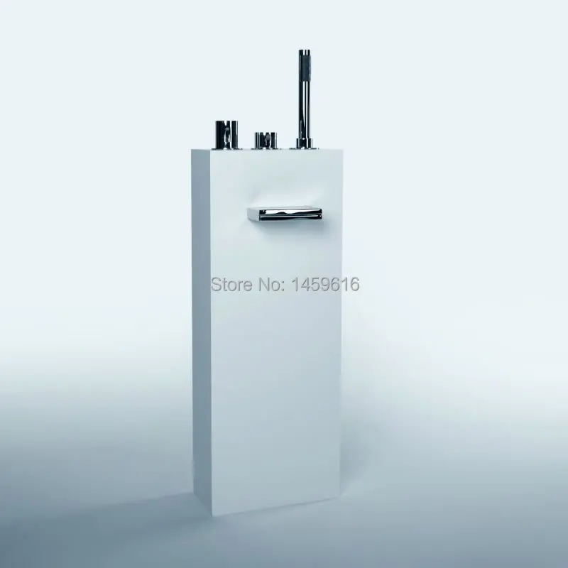 

Bathroom Solid surface Stone Bathtub Fliter Faucet with Hand Shower Head Freestanding Floor Mounted Tub Mixer WD0027
