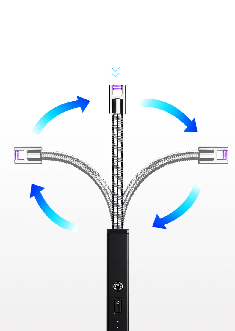 Светодиодный дисплей батареи USB Электронная зажигалка для сигарет барбекю кухонная зажигалка для свечей более длинная вращающаяся плазменная дуговая зажигалка