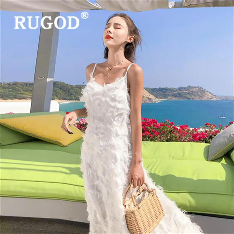 Женское платье на бретельках RUGOD летнее корейское с открытой спиной и v образным