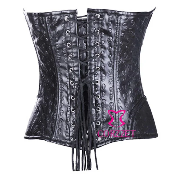 Лидер продаж новый корсет из искусственной кожи с принтом черепа женский