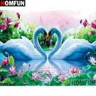 Алмазная 5D картина HOMFUN сделай сам, полноразмернаякруглая вышивка крестиком в виде лебедя с животными, подарок для домашнего декора, A02287
