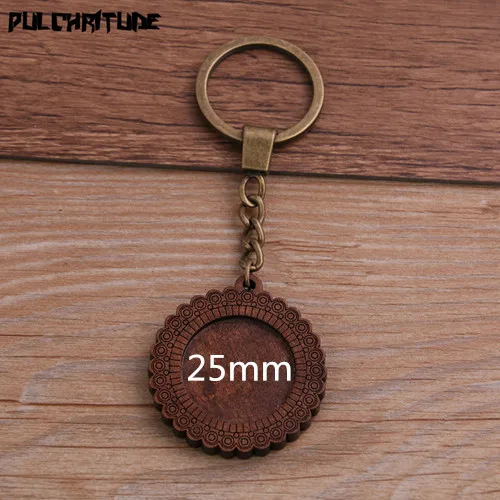 25mm Pulchrode 2 шт круглое дерево Кабошон Настройки металлический брелок аксессуары Diy пустой деревянный основание лотки для бронзового брелка P6953 - Цвет: 25mm
