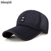 xdanqinx summer breathable mesh hat mens baseball caps adjustable size womens ponytail sports cap bone snapback cap