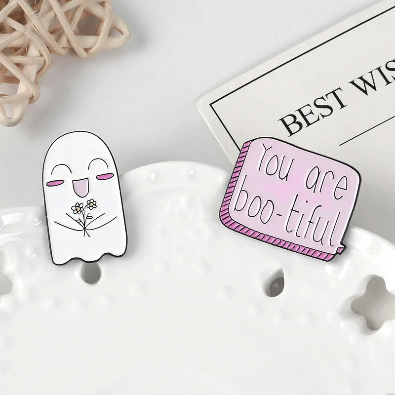 Новинка брошь в виде призрака YOU ARE BOO-TIFUL детская пара милых цветов значок и улыбки