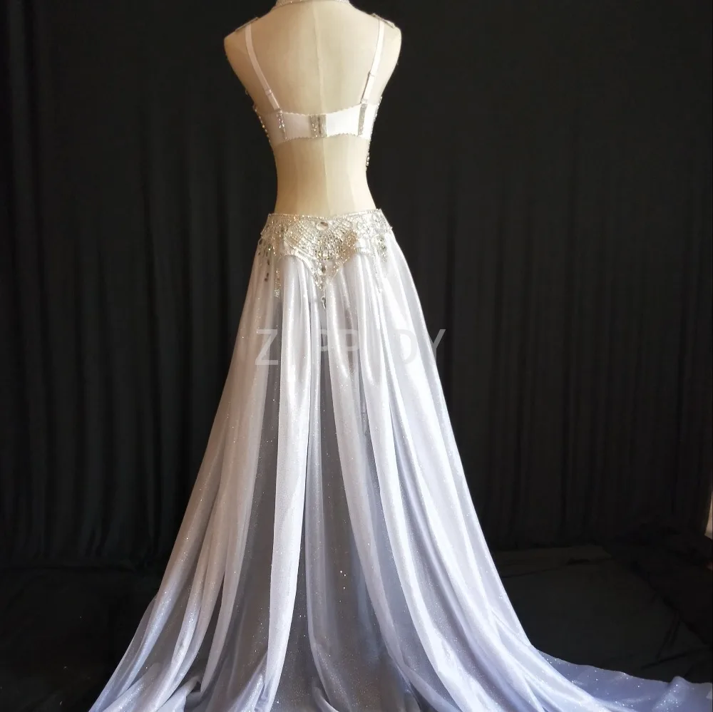 Блестящий комплект бикини со стразами женский костюм певицы с бюстгальтером