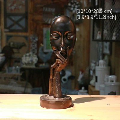 Black Mask-S VILEAD, 28,5 см, 37 см, смоляная маска для лица, статуэтки, скандинавские Абстрактные Художественные украшения, креативное украшение для дома, для офиса, крыльца, скульптура, подарок - Цвет: Black Mask-S