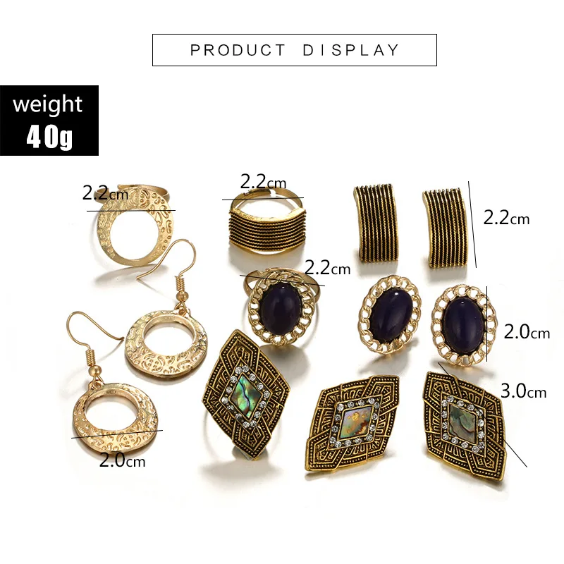 Heeda винтажные этнические серьги набор колец модные с цветком розы Kpop Joker