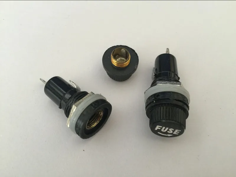 

10pcs/lot 5*20mm glass fuse holders 5x20 black insurance tube socket fuse holder for 5*20 insurance Panel Mount Fuse Holder