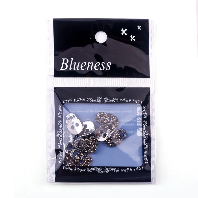 Blueness 10 шт./лот дизайн черепа на Хэллоуин черные стразы для дизайна ногтей