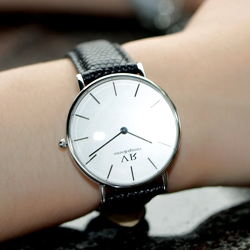 Кварцевые часы женские формы водонепроницаемый ультра тонкий большой циферблат