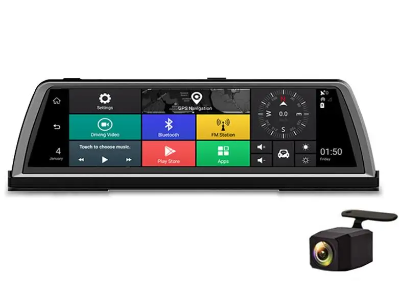 2 lenses WHEXUNE 1" FHD 1080P 4G 4 канальный ADAS Android автомобильный видеорегистратор Dashcam центральная консоль зеркало gps WiFi задний объектив видео рекордер - Название цвета: 2 lenses