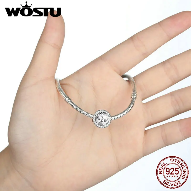 WOSTU 2019 хит продаж Стерлинговое Серебро 925 пробы Сияющие Шарм в виде сердец бусины