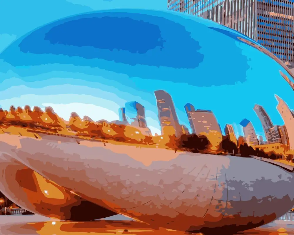 MaHuaf-j278 Chicago небоскребы Millennium park живопись по номерам Краска холст для домашнего декора